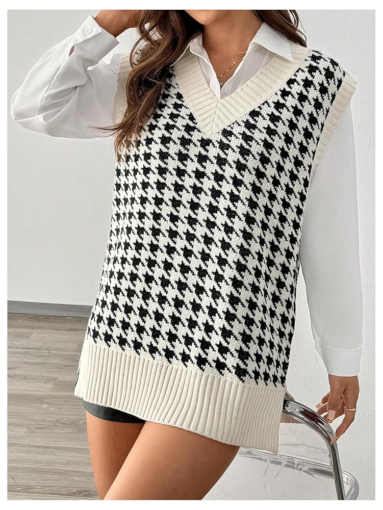 トップス Sulvam Asymmetry Houndstooth Knit K4060-Multi-4-600x315.jpg